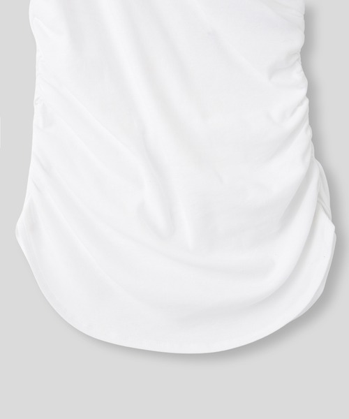 KINO THE KEI(キノザケイ)の「2WAY ドレープ ギャザー プルオーバー KINO THE KEI(Tシャツ/カットソー・レディース・ダークブラウン/クリーム/ホワイト・フリー)」の5枚目の写真