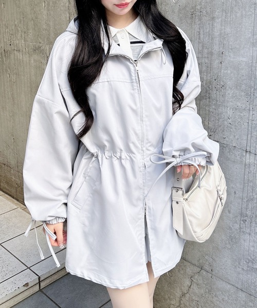 INGNI（イング）の「ミドル丈袖リボン２ＷＡＹマウンテンパーカー（マウンテンパーカー・レディース・ピンク/ライトグレー/ライトベージュ/ブラック/アイボリー・M）」の3枚目の写真