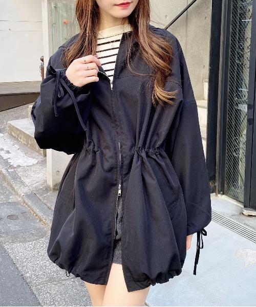 INGNI（イング）の「ミドル丈袖リボン2Wayマウンテンパーカー（マウンテンパーカー・レディース・ピンク/ライトグレー/ライトベージュ/ブラック/アイボリー・M）」の6枚目の写真