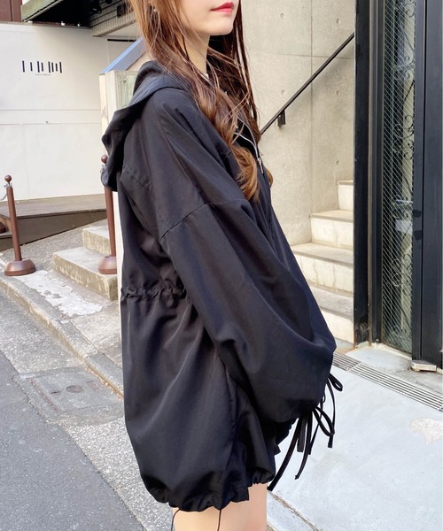 INGNI（イング）の「ミドル丈袖リボン2Wayマウンテンパーカー（マウンテンパーカー・レディース・ピンク/ライトグレー/ライトベージュ/ブラック/アイボリー・M）」の8枚目の写真