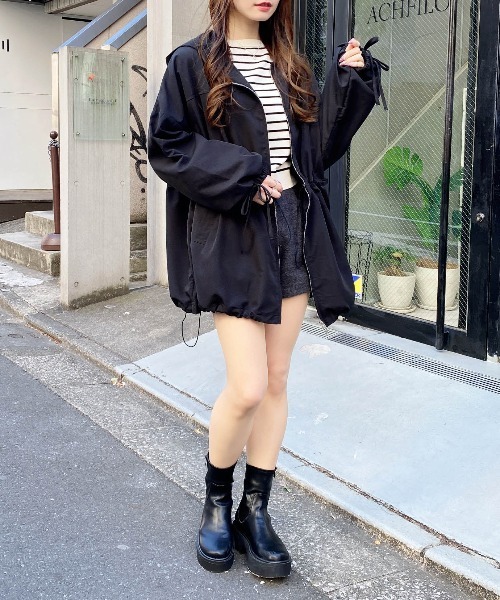 INGNI（イング）の「ミドル丈袖リボン2Wayマウンテンパーカー（マウンテンパーカー・レディース・ピンク/ライトグレー/ライトベージュ/ブラック/アイボリー・M）」の10枚目の写真