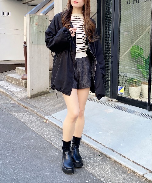 INGNI（イング）の「ミドル丈袖リボン2Wayマウンテンパーカー（マウンテンパーカー・レディース・ピンク/ライトグレー/ライトベージュ/ブラック/アイボリー・M）」の11枚目の写真