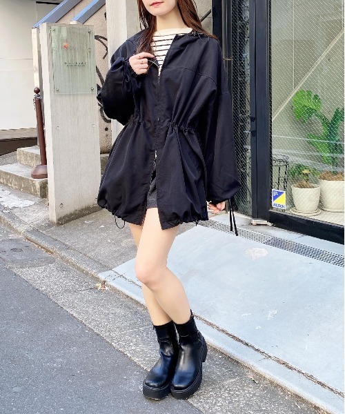 INGNI（イング）の「ミドル丈袖リボン2Wayマウンテンパーカー（マウンテンパーカー・レディース・ピンク/ライトグレー/ライトベージュ/ブラック/アイボリー・M）」の13枚目の写真