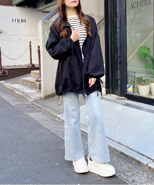 INGNI（イング）の「ミドル丈袖リボン2Wayマウンテンパーカー（マウンテンパーカー・レディース・ピンク/ライトグレー/ライトベージュ/ブラック/アイボリー・M）」の14枚目の写真