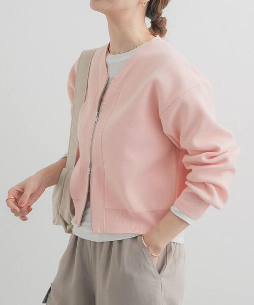 URBAN RESEARCH DOORS（アーバンリサーチドアーズ）の「『UR TECH Renew Knit』VネックZIPカーディガン（カーディガン/ボレロ・レディース・ピンク/ネイビー/グリーン系その他/オフホワイト・FREE）」の20枚目の写真