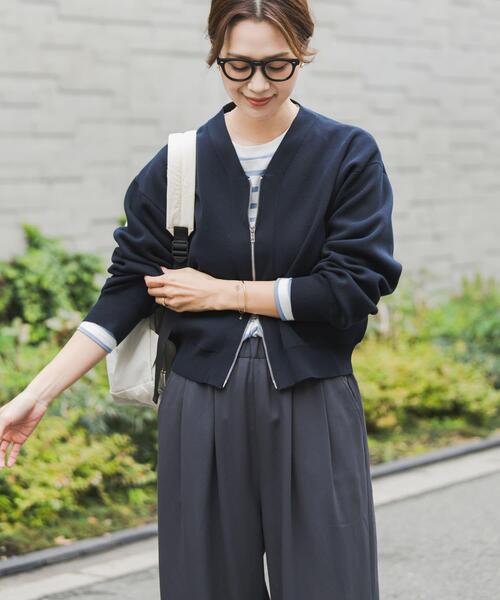 仁村紗和さん着用』『UR TECH Renew Knit』VネックZIPカーディガン