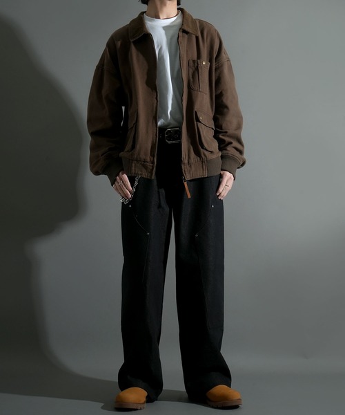 おしゃれスタ(オシャレスタ)の「ヴィンテージライク デニム/ダック ショートブルゾン オーバーサイズ メンズ レディース(デニムジャケット・メンズ・ブルー/ブラック/ブラウン/ベージュ・M/L)」の22枚目の写真