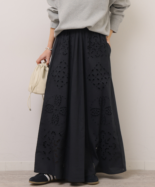 JOURNAL STANDARD relume（ジャーナルスタンダード　レリューム）の「［26SS新作］カットワークエンブロイダリースカート（スカート・レディース・ブラック/アイボリー・FREE）」の8枚目の写真