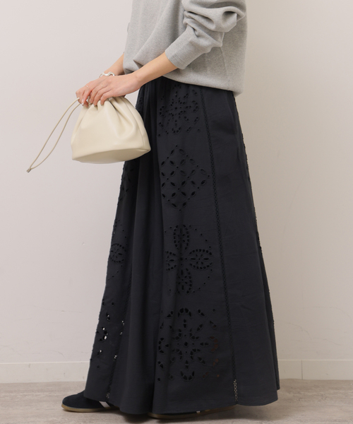 JOURNAL STANDARD relume（ジャーナルスタンダード　レリューム）の「［26SS新作］カットワークエンブロイダリースカート（スカート・レディース・ブラック/アイボリー・FREE）」の9枚目の写真