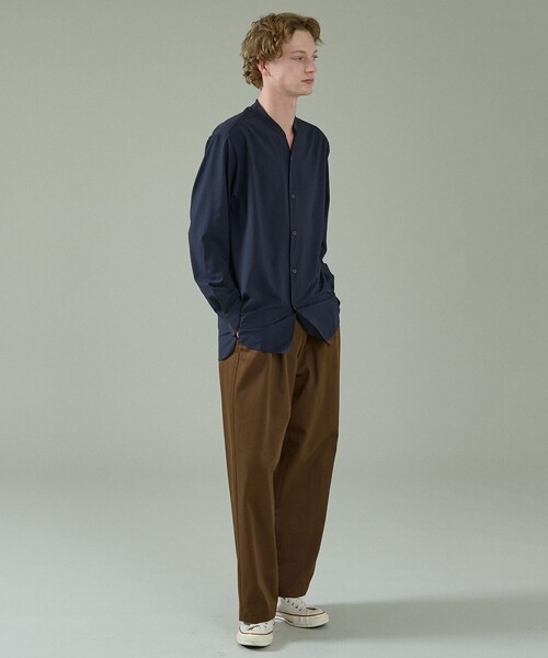 ABAHOUSE（アバハウス）の「Vネック スキッパーシャツ / バンドカラー（シャツ/ブラウス・メンズ・グリーン系その他/ダークネイビー/ブラウン/ホワイト・48/46/44）」の5枚目の写真