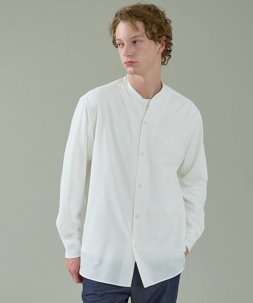 ABAHOUSE（アバハウス）の「Vネック スキッパーシャツ / バンドカラー（シャツ/ブラウス・メンズ・グリーン系その他/ダークネイビー/ブラウン/ホワイト・48/46/44）」の14枚目の写真