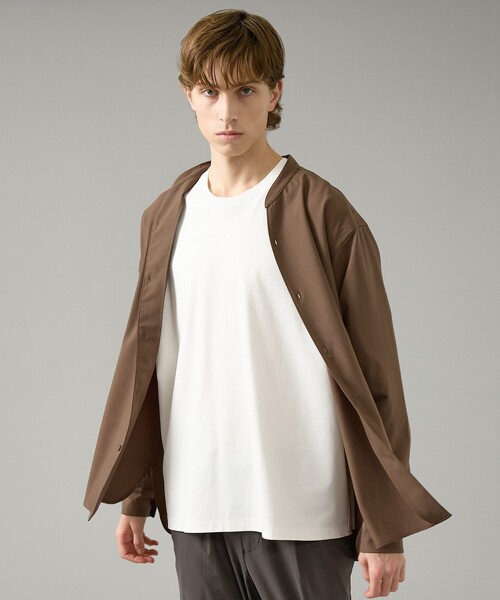 ABAHOUSE（アバハウス）の「Vネック スキッパーシャツ / バンドカラー（シャツ/ブラウス・メンズ・グリーン系その他/ダークネイビー/ブラウン/ホワイト・48/46/44）」の21枚目の写真