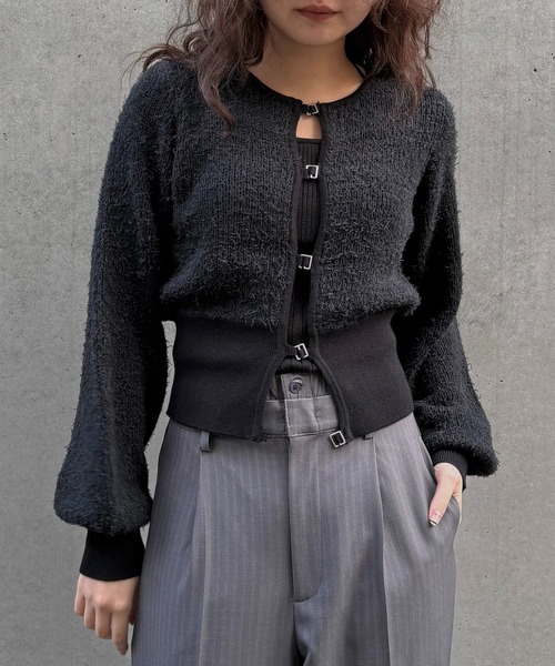 &g'aime（アンジェム）の「【&ｇ'aime 】MIXヤーンカーディガン　Mixed Yarn Cardigan（カーディガン/ボレロ・レディース・ブラック/グレイッシュベージュ/ホワイト・FREE）」の3枚目の写真