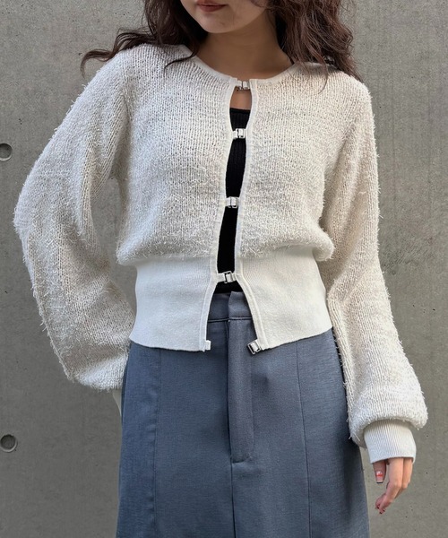 &g'aime（アンジェム）の「【&ｇ'aime 】MIXヤーンカーディガン　Mixed Yarn Cardigan（カーディガン/ボレロ・レディース・ブラック/グレイッシュベージュ/ホワイト・FREE）」の6枚目の写真