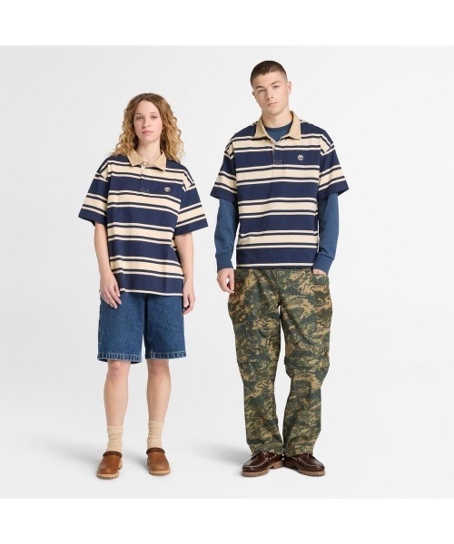 Timberland(ティンバーランド)の「ストライプ ラグビー 半袖 ポロシャツ ユニセックス(ポロシャツ・メンズ・セージグリーン・XX-LARGE/X-LARGE/MEDIUM/LARGE)」の2枚目の写真