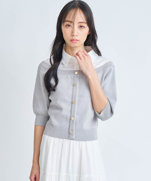 NOELA(ノエラ)の「シャツレイヤードライクニット(ニット/セーター・レディース・ベージュ/ネイビー/グレー・フリー)」の1枚目の写真