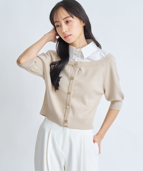 NOELA(ノエラ)の「シャツレイヤードライクニット(ニット/セーター・レディース・ベージュ/ネイビー/グレー・フリー)」の14枚目の写真
