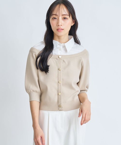 NOELA(ノエラ)の「シャツレイヤードライクニット(ニット/セーター・レディース・ベージュ/ネイビー/グレー・フリー)」の13枚目の写真