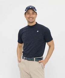 le coq sportif GOLF（ルコックスポルティフゴルフ）の「【le coq sportif GOLF】吸汗速乾/消臭/UV CUT(UPF30)/ストレッチ　チェックジャカード半袖モックネックシャツ　ゴルフウェア（Tシャツ/カットソー）」
