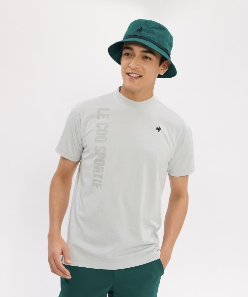 le coq sportif GOLF(ルコックスポルティフゴルフ)の「【le coq sportif GOLF】吸汗速乾/消臭/UV CUT(UPF30)/ストレッチ チェックジャカード半袖モックネックシャツ ゴルフウェア(Tシャツ/カットソー・メンズ・ネイビー/グレー/ブラック・3L/L/M/XL)」の3枚目の写真