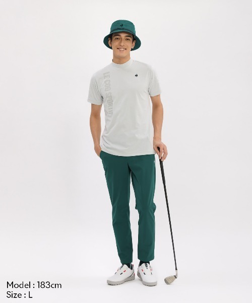 le coq sportif GOLF(ルコックスポルティフゴルフ)の「【le coq sportif GOLF】吸汗速乾/消臭/UV CUT(UPF30)/ストレッチ チェックジャカード半袖モックネックシャツ ゴルフウェア(Tシャツ/カットソー・メンズ・ネイビー/グレー/ブラック・3L/L/M/XL)」の16枚目の写真