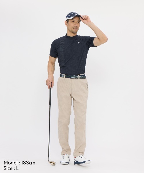 le coq sportif GOLF(ルコックスポルティフゴルフ)の「【le coq sportif GOLF】吸汗速乾/消臭/UV CUT(UPF30)/ストレッチ チェックジャカード半袖モックネックシャツ ゴルフウェア(Tシャツ/カットソー・メンズ・ネイビー/グレー/ブラック・3L/L/M/XL)」の13枚目の写真