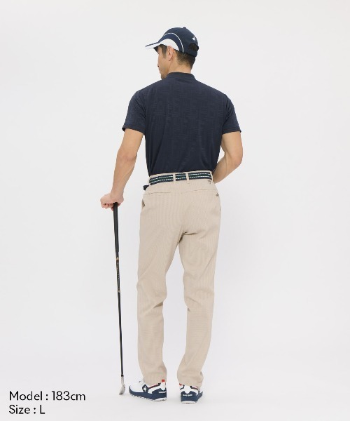 le coq sportif GOLF(ルコックスポルティフゴルフ)の「【le coq sportif GOLF】吸汗速乾/消臭/UV CUT(UPF30)/ストレッチ チェックジャカード半袖モックネックシャツ ゴルフウェア(Tシャツ/カットソー・メンズ・ネイビー/グレー/ブラック・3L/L/M/XL)」の4枚目の写真