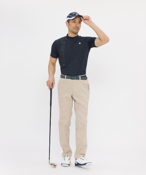 le coq sportif GOLF(ルコックスポルティフゴルフ)の「【le coq sportif GOLF】吸汗速乾/消臭/UV CUT(UPF30)/ストレッチ チェックジャカード半袖モックネックシャツ ゴルフウェア(Tシャツ/カットソー・メンズ・ネイビー/グレー/ブラック・3L/L/M/XL)」の5枚目の写真