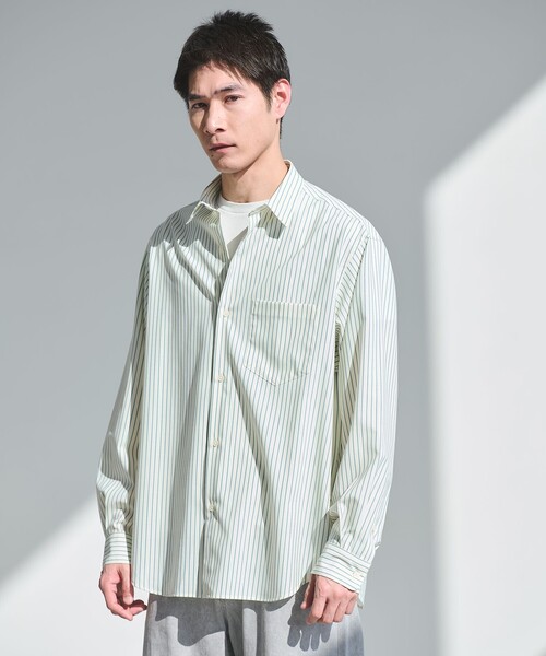 green label relaxing（グリーンレーベルリラクシング）の「ウォッシャブル トロ パターン ジャストルーズ シャツ -ストレッチ-（シャツ/ブラウス・メンズ・ネイビー/ベージュ/ダークブラウン/オフホワイト・S/XL/M/L）」の2枚目の写真