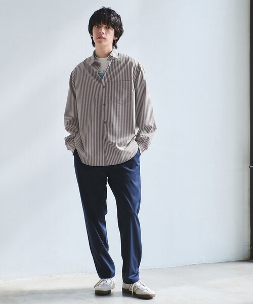 green label relaxing（グリーンレーベルリラクシング）の「ウォッシャブル トロ パターン ジャストルーズ シャツ -ストレッチ-（シャツ/ブラウス・メンズ・ネイビー/ベージュ/ダークブラウン/オフホワイト・S/XL/M/L）」の7枚目の写真