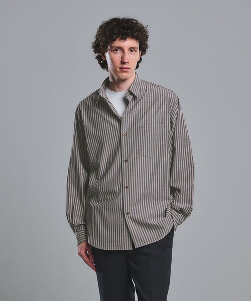 green label relaxing（グリーンレーベルリラクシング）の「ウォッシャブル トロ パターン ジャストルーズ シャツ -ストレッチ-（シャツ/ブラウス・メンズ・ネイビー/ベージュ/ダークブラウン/オフホワイト・S/XL/M/L）」の9枚目の写真