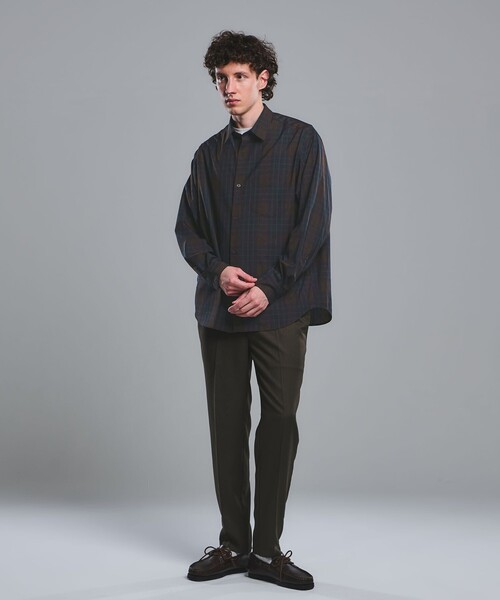 green label relaxing（グリーンレーベルリラクシング）の「ウォッシャブル トロ パターン ジャストルーズ シャツ -ストレッチ-（シャツ/ブラウス・メンズ・ネイビー/ベージュ/ダークブラウン/オフホワイト・S/XL/M/L）」の10枚目の写真