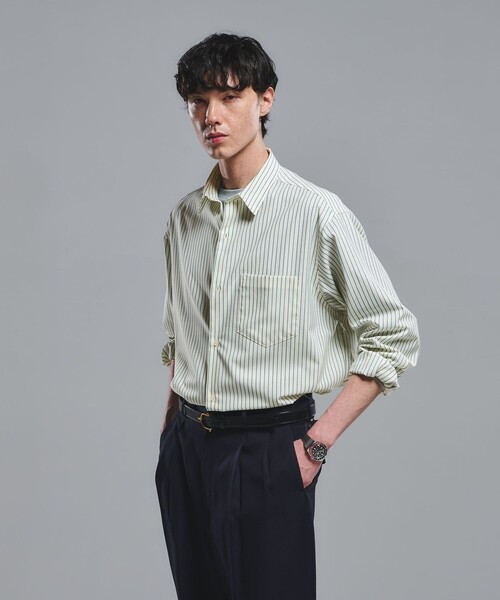 green label relaxing（グリーンレーベルリラクシング）の「ウォッシャブル トロ パターン ジャストルーズ シャツ -ストレッチ-（シャツ/ブラウス・メンズ・ネイビー/ベージュ/ダークブラウン/オフホワイト・S/XL/M/L）」の11枚目の写真