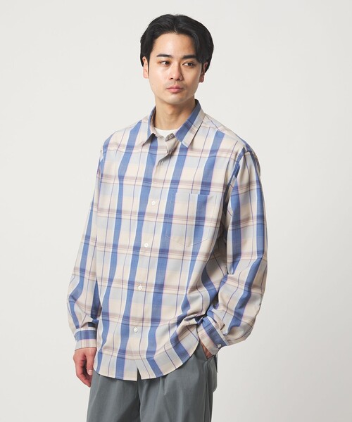 green label relaxing（グリーンレーベルリラクシング）の「ウォッシャブル トロ パターン ジャストルーズ シャツ -ストレッチ-（シャツ/ブラウス・メンズ・ネイビー/ベージュ/ダークブラウン/オフホワイト・S/XL/M/L）」の14枚目の写真