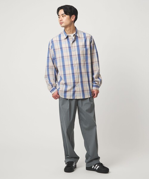 green label relaxing（グリーンレーベルリラクシング）の「ウォッシャブル トロ パターン ジャストルーズ シャツ -ストレッチ-（シャツ/ブラウス・メンズ・ネイビー/ベージュ/ダークブラウン/オフホワイト・S/XL/M/L）」の15枚目の写真