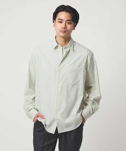 green label relaxing（グリーンレーベルリラクシング）の「ウォッシャブル トロ パターン ジャストルーズ シャツ -ストレッチ-（シャツ/ブラウス・メンズ・ネイビー/ベージュ/ダークブラウン/オフホワイト・S/XL/M/L）」の16枚目の写真