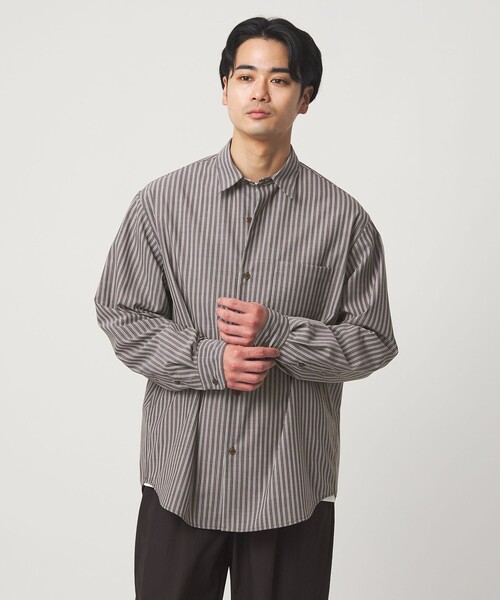 green label relaxing（グリーンレーベルリラクシング）の「ウォッシャブル トロ パターン ジャストルーズ シャツ -ストレッチ-（シャツ/ブラウス・メンズ・ネイビー/ベージュ/ダークブラウン/オフホワイト・S/XL/M/L）」の18枚目の写真