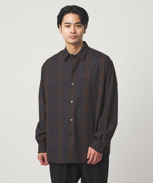 green label relaxing（グリーンレーベルリラクシング）の「ウォッシャブル トロ パターン ジャストルーズ シャツ -ストレッチ-（シャツ/ブラウス・メンズ・ネイビー/ベージュ/ダークブラウン/オフホワイト・S/XL/M/L）」の20枚目の写真