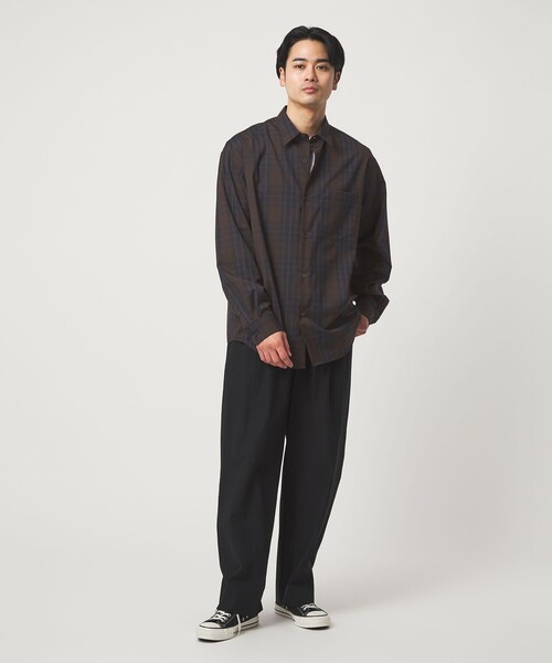 green label relaxing（グリーンレーベルリラクシング）の「ウォッシャブル トロ パターン ジャストルーズ シャツ -ストレッチ-（シャツ/ブラウス・メンズ・ネイビー/ベージュ/ダークブラウン/オフホワイト・S/XL/M/L）」の21枚目の写真