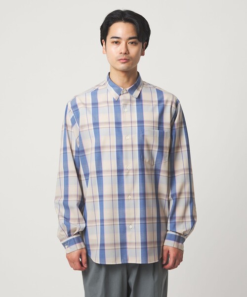 green label relaxing（グリーンレーベルリラクシング）の「ウォッシャブル トロ パターン ジャストルーズ シャツ -ストレッチ-（シャツ/ブラウス・メンズ・ネイビー/ベージュ/ダークブラウン/オフホワイト・S/XL/M/L）」の22枚目の写真