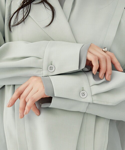 UNITED TOKYO（ユナイテッドトウキョウ）の「【新作】シアーレイヤーブラウス｜ウォッシャブル/オフィスカジュアル/オケージョン/防シワ/UVカット/給水速乾/限定カラー/春服（シャツ/ブラウス・レディース・ピンク/グリーン/ライトベージュ/グレー・FREE）」の17枚目の写真