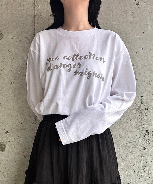 etta(エタ)の「大人カジュアルデザインロンT/長袖Tシャツ(Tシャツ/カットソー・レディース・ホワイト・MEDIUM)」の1枚目の写真