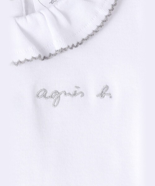 agnes b.(アニエスベー)の「ベビー ロゴ 刺繍 コットン 半袖 コンビネゾン(Tシャツ/カットソー・キッズ・ホワイト・6MONTH/1YEAR)」の7枚目の写真