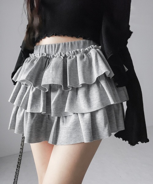 ティアードフリルカットソーミニスカート ／ tiered frill cut and sew