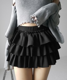 me+em select（ミームセレクト）の「ティアードフリルカットソーミニスカート / tiered frill cut and sew mini skirt（スカート）」
