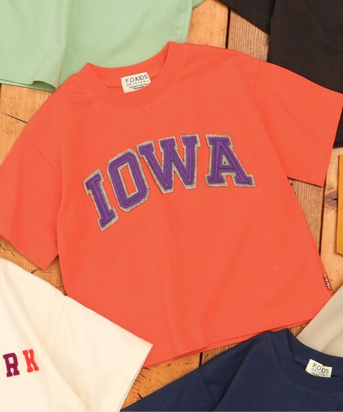 F.O.KIDS（エフオーキッズ）の「【リンク】ロゴアップリケ半袖Tシャツ（Tシャツ/カットソー・キッズ・ミント/チャコール/オフホワイト/レッド/レインボー/ネイビー・130/120/110/100/90/80/160/150/140）」の6枚目の写真