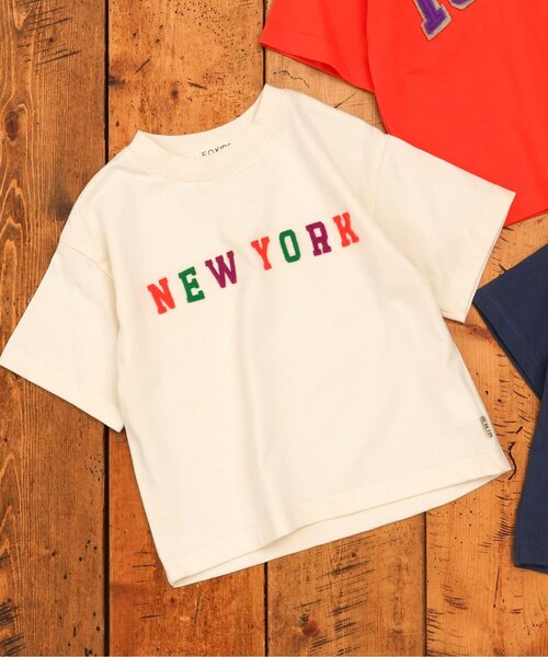 F.O.KIDS（エフオーキッズ）の「【リンク】ロゴアップリケ半袖Tシャツ（Tシャツ/カットソー・キッズ・ミント/チャコール/オフホワイト/レッド/レインボー/ネイビー・130/120/110/100/90/80/160/150/140）」の2枚目の写真