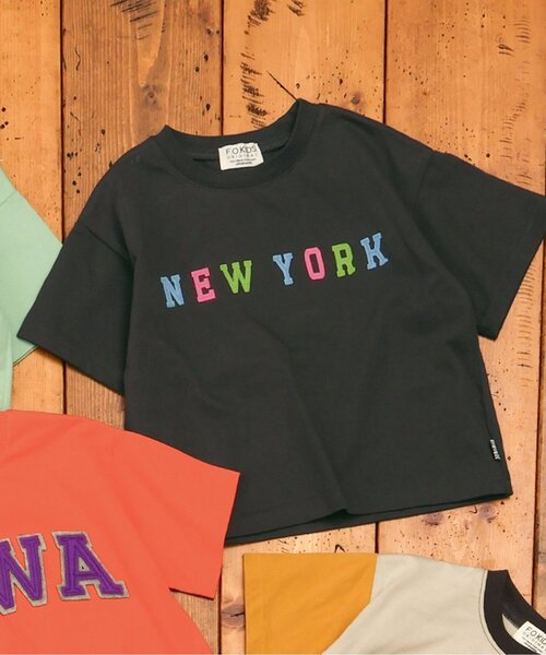 F.O.KIDS（エフオーキッズ）の「【リンク】ロゴアップリケ半袖Tシャツ（Tシャツ/カットソー・キッズ・ミント/チャコール/オフホワイト/レッド/レインボー/ネイビー・130/120/110/100/90/80/160/150/140）」の3枚目の写真