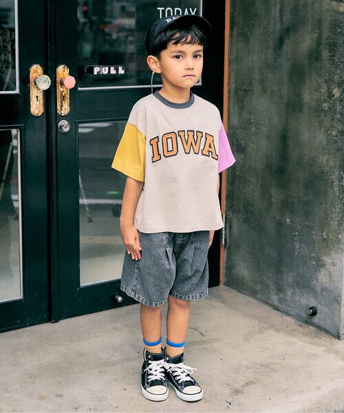 F.O.KIDS（エフオーキッズ）の「【リンク】ロゴアップリケ半袖Tシャツ（Tシャツ/カットソー・キッズ・ミント/チャコール/オフホワイト/レッド/レインボー/ネイビー・130/120/110/100/90/80/160/150/140）」の7枚目の写真