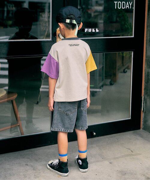 F.O.KIDS（エフオーキッズ）の「【リンク】ロゴアップリケ半袖Tシャツ（Tシャツ/カットソー・キッズ・ミント/チャコール/オフホワイト/レッド/レインボー/ネイビー・130/120/110/100/90/80/160/150/140）」の8枚目の写真